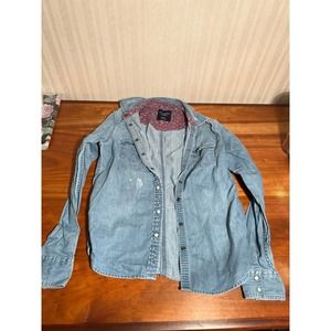 American Eagle Outfitters Button Down Long Sleeve Denim Shirt Blue Size M